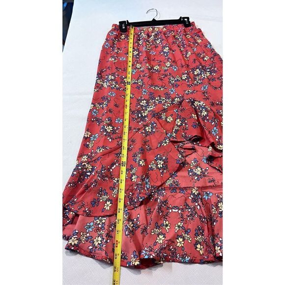 Max Studio Women's Floral Print Ruffle Hem Maxi Skirt In Dark Orange Size Small - Picture 8 of 10